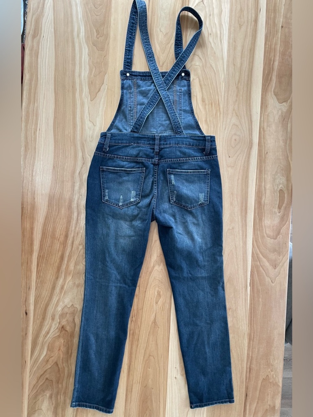 Free People Denim Overall Bibs Distressed Utility Stretch Size 26 - Picture 5 of 9
